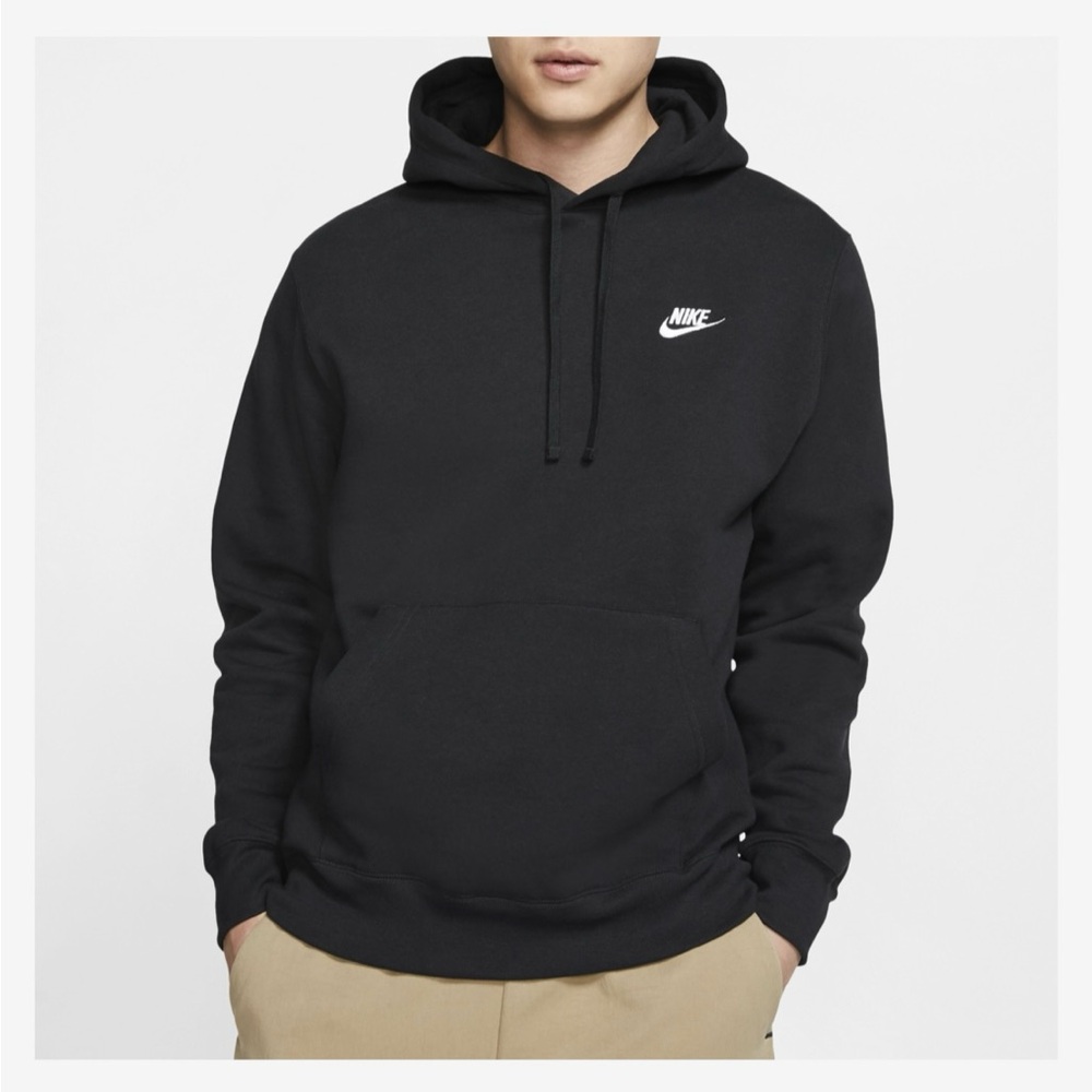 Nike Black Sweatshirt with Swoosh Logo and Drawstring Hood